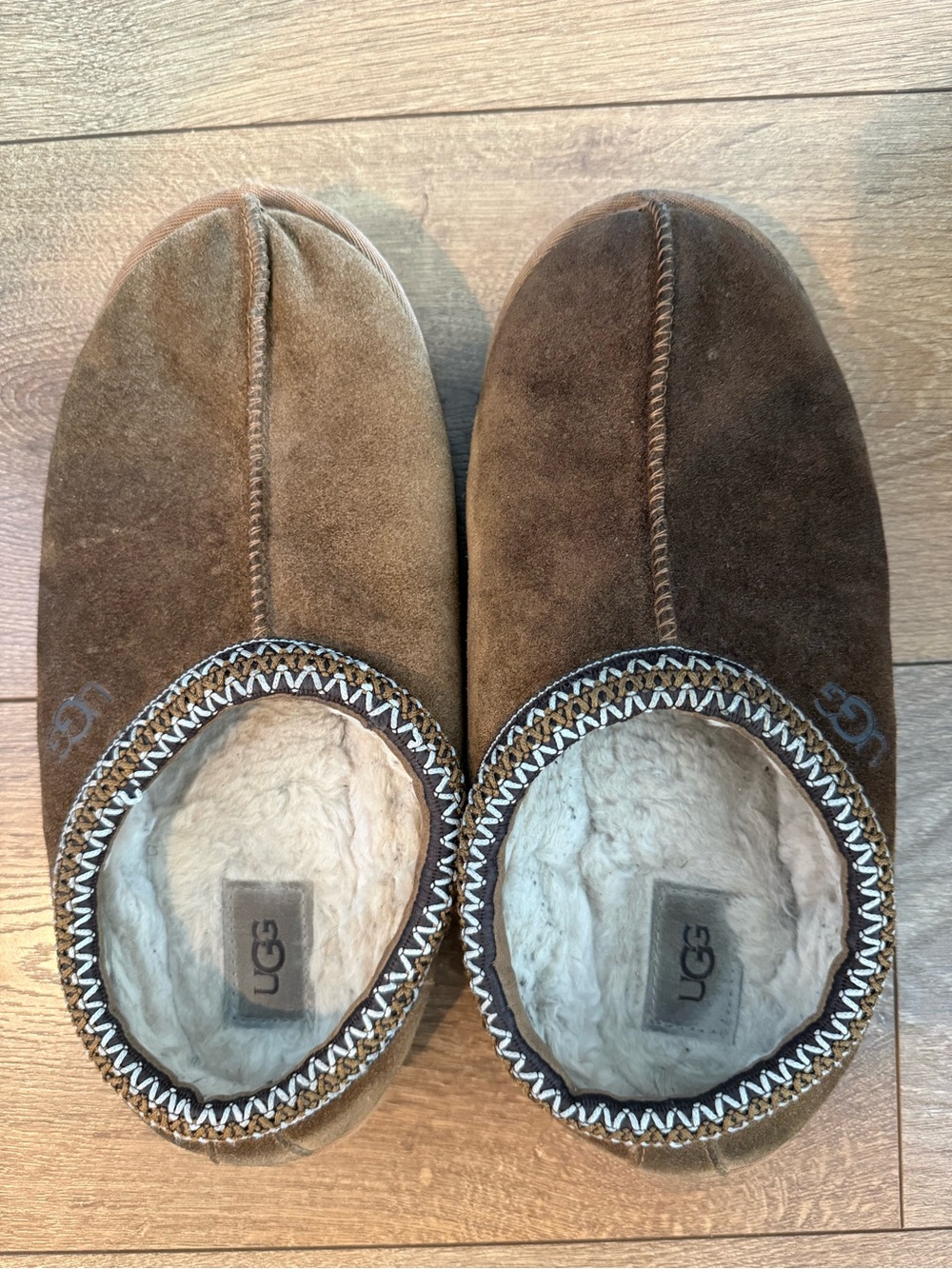 UGG Men's/woman's Tasman  Suede Brown Shearling-Lined Slip-On Loafers